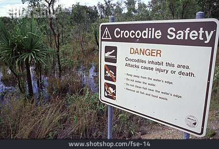 
                Warnhinweis, Kakadu Nationalpark, Krokodile                   