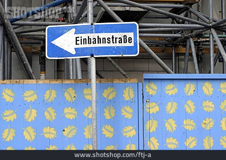 
                Muster, Verkehrszeichen, Einbahnstraße, Bauzaun                   