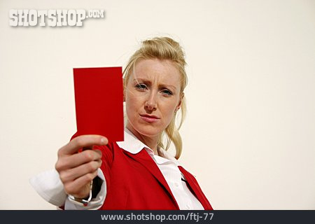 
                Frau, Halten, Rote Karte                   