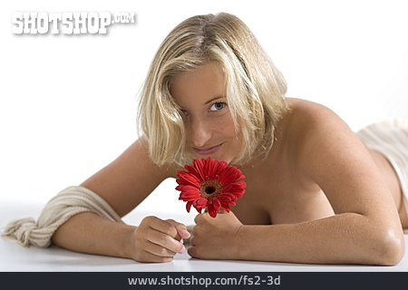 
                Junge Frau, Blume, Unbekleidet                   