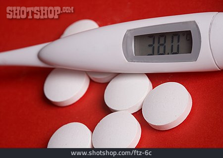 
                Tabletten, Krankheit, Fieberthermometer                   