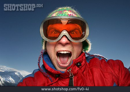 
                Young Man, Shouting, Ski Goggles                   