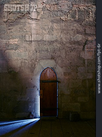 
                Lichtschein, Tür, Steinwand, Mystisch                   