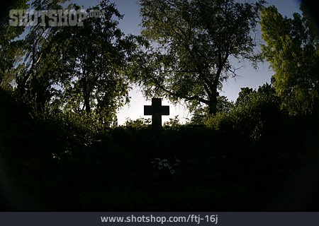 
                Baum, Friedhof, Kreuz                   