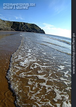 
                Wasser, Welle, Wales, Gower                   