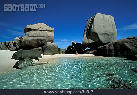
                Strand, Meer, Felsen, Südsee, Seychellen                   