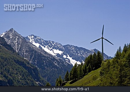 
                Gebirge, Windrad, Südtirol, Windkraft                   