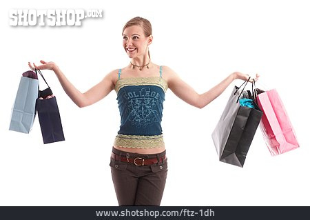 
                Junge Frau, Einkauf & Shopping, Einkaufstüten                   