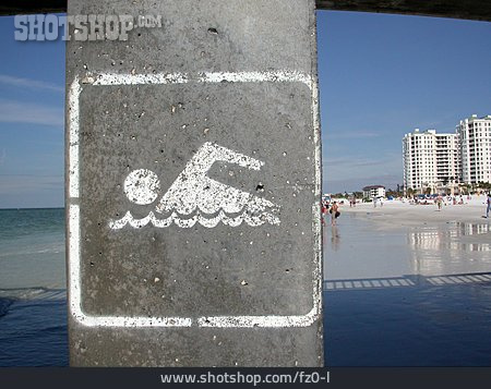 
                Strand, Piktogramm, Betonpfeiler                   