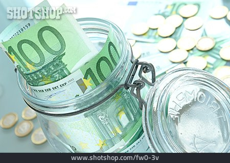 
                Euro, Geldscheine, Einmachglas                   