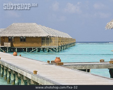 
                Steg, Bungalow, Malediven                   