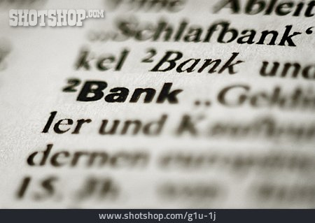 
                Geld & Finanzen, Schrift, Bank, Definition                   