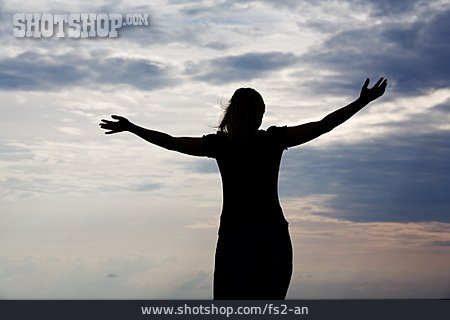 
                Young Woman, Sky, Silhouette                   