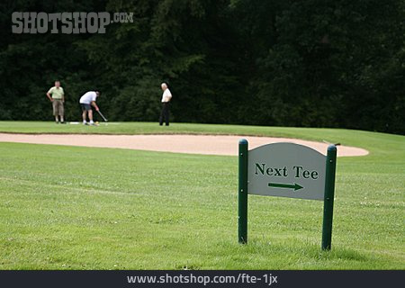 
                Hinweisschild, Golfplatz, Golfspieler                   