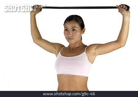 
                Frau, Training, Stretchband                   