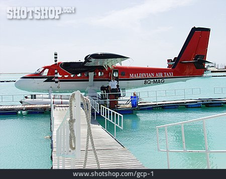 
                Steg, Wasserflugzeug, Pilot, Malediven                   