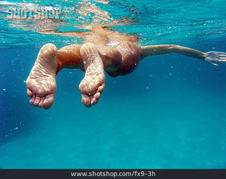 
                Frau, Wasser, Unterwasser, Schwimmen, Fuß                   