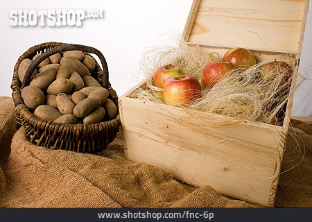 
                Apfel, Korb, Holzkiste, Kartoffel                   