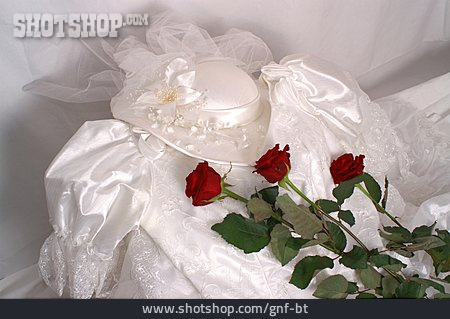 
                Hochzeit, Rote Rose, Brautkleid                   