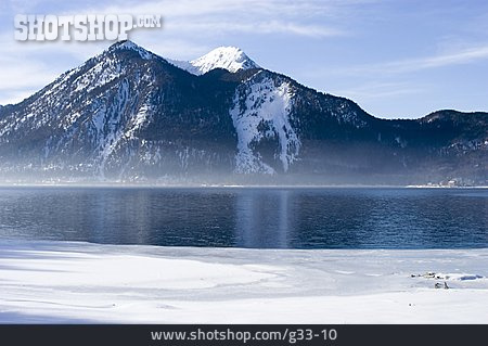 
                Landschaft, Berg, See, Winter                   