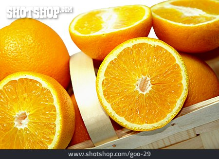 
                Korb, Aufgeschnitten, Orangen                   