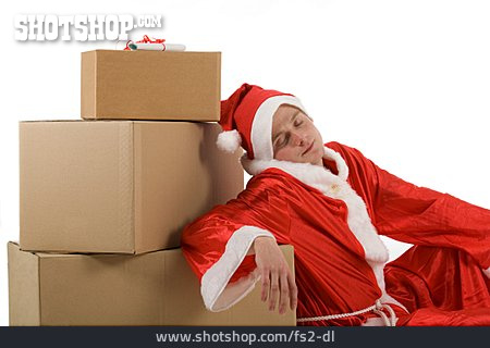 
                Schlafen, Paket, Weihnachtsmann                   