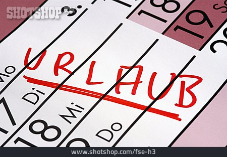 
                Arbeit & Beruf, Urlaub, Kalenderblatt                   