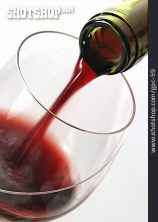 
                Glas, Weinflasche, Rotwein                   