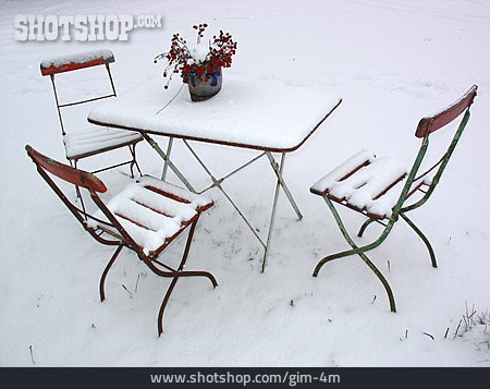 
                Tisch, Verschneit, Gartenmöbel                   