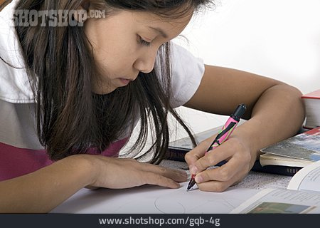 
                Mädchen, Schreiben, Schülerin                   
