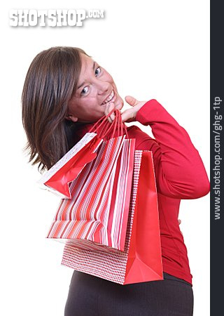 
                Junge Frau, Genuss & Konsum, Einkauf & Shopping, Tüte                   