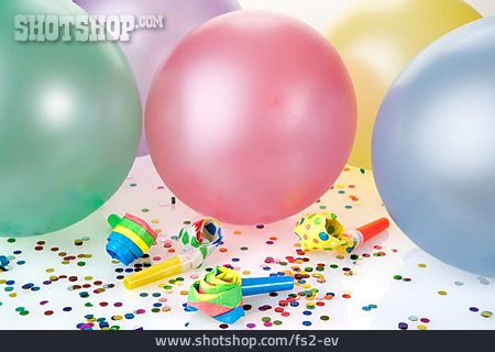 
                Feier & Fest, Luftballon, Tröte, Konfetti                   
