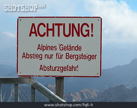 
                Warnung, Abstieg, Alpin                   