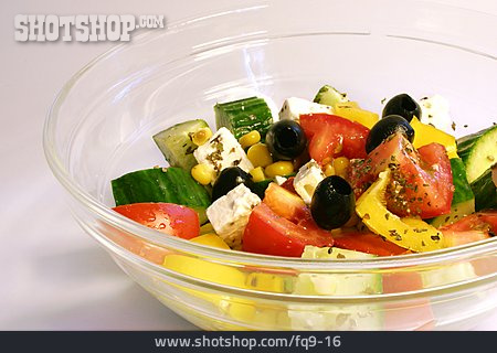 
                Salat, Schüssel, Griechischer Salat                   