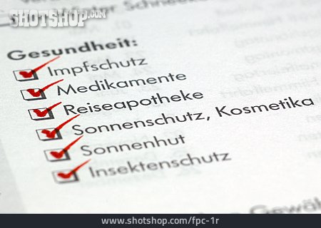
                Gesundheit, Checkliste                   