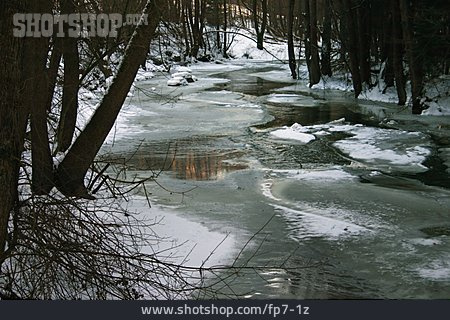 
                Winter, Zugefroren, Fluss                   