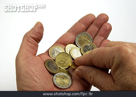 
                Hand, Euro, Münze                   