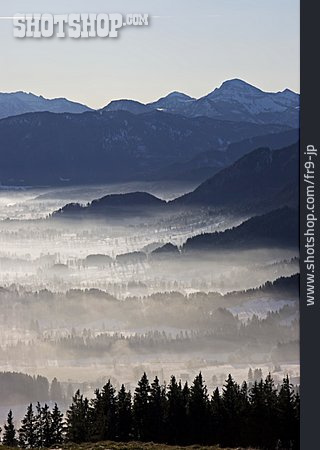 
                Tal, Aussicht, Nebelschwaden, Karwendelgebirge                   