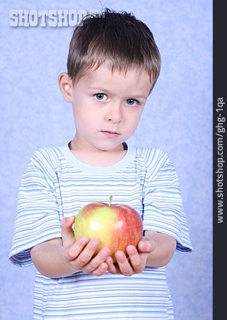 
                Junge, Obst, Apfel                   