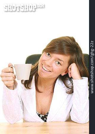 
                Junge Frau, Frau, Pause & Auszeit, Kaffee, Tasse, Tee                   