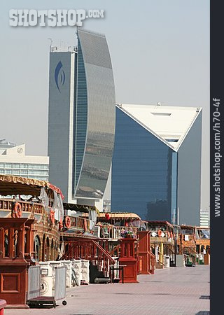 
                Boot, Hochhaus, Dubai, Moderne Architektur, Ausflugsboot                   