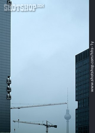 
                Bürogebäude, Berlin, Fernsehturm, Baukran                   