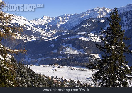 
                Schnee, Alpen, Tal, Ortschaft                   