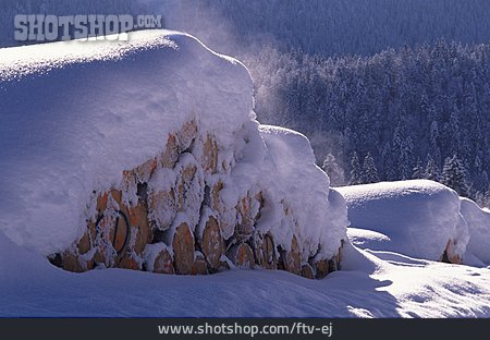 
                Winter, Holzstapel, Verschneit                   