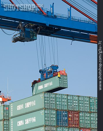 
                Logistik, Handel, Container, Fracht, Import, Export, Laufkatze                   