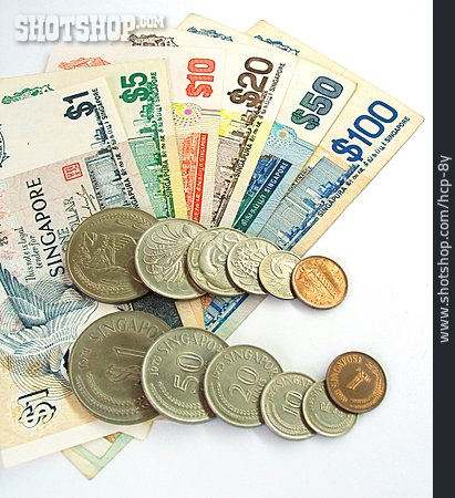 
                Geldschein, Münze, Singapur                   