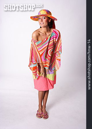 
                Woman, Sun Hat, Summer, Poncho                   
