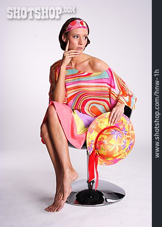 
                Woman, Pensive, Swivel Chair                   