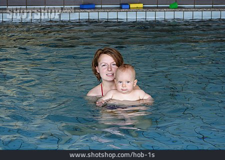 
                Kind, Mutter, Schwimmbad, Sohn                   