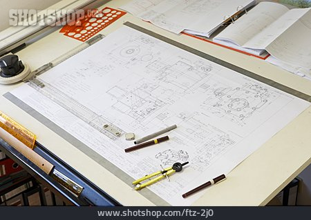 
                Konstruktion, Bauplan, Bauingenieur, Technische Zeichnung                   